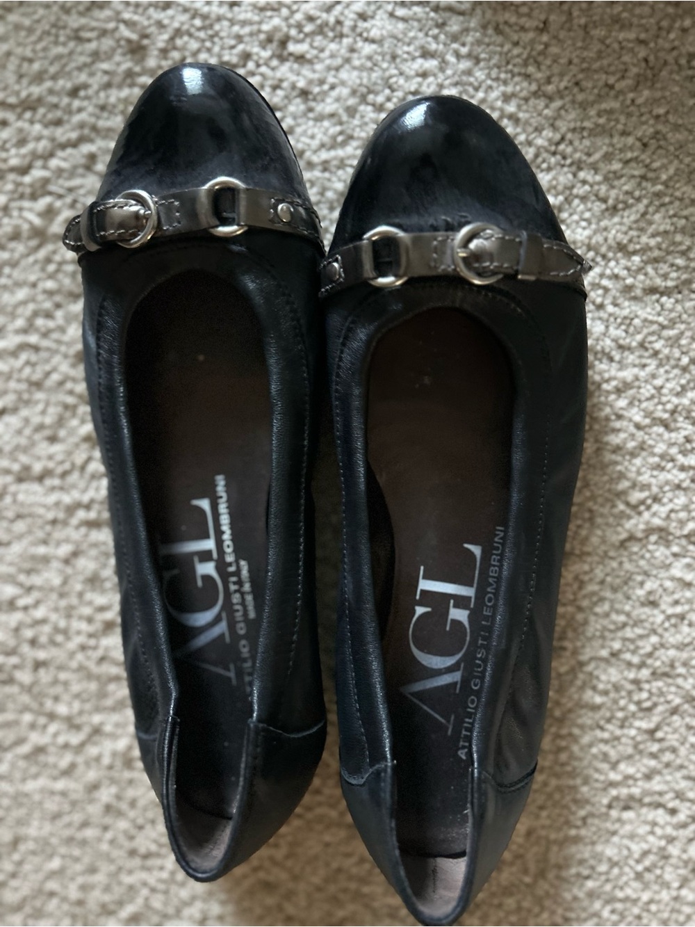 AGL Monika Patent Toe Ballet Flats. Size EU 37 1/2